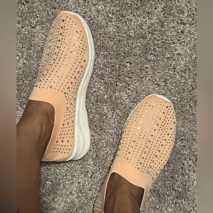 Peach Rhinestone Glitter Slip On Sneakers Women’s Size 38/ 7.5 New!! **No Box**